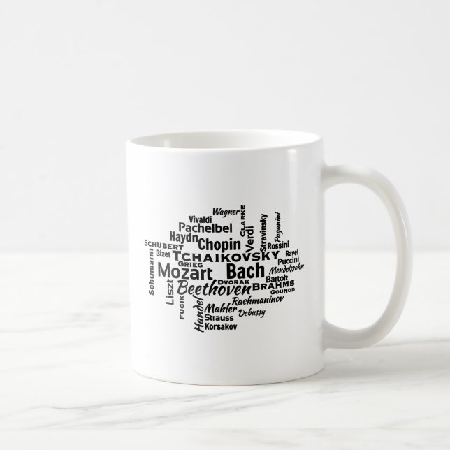 Classical Composers Word Cloud Coffee Mug (Right)