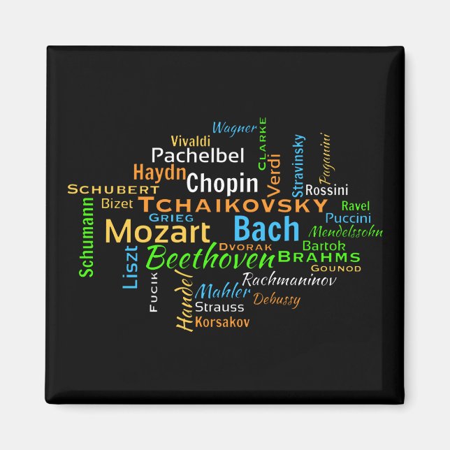 Classical Composers Word Cloud Magnet (Front)