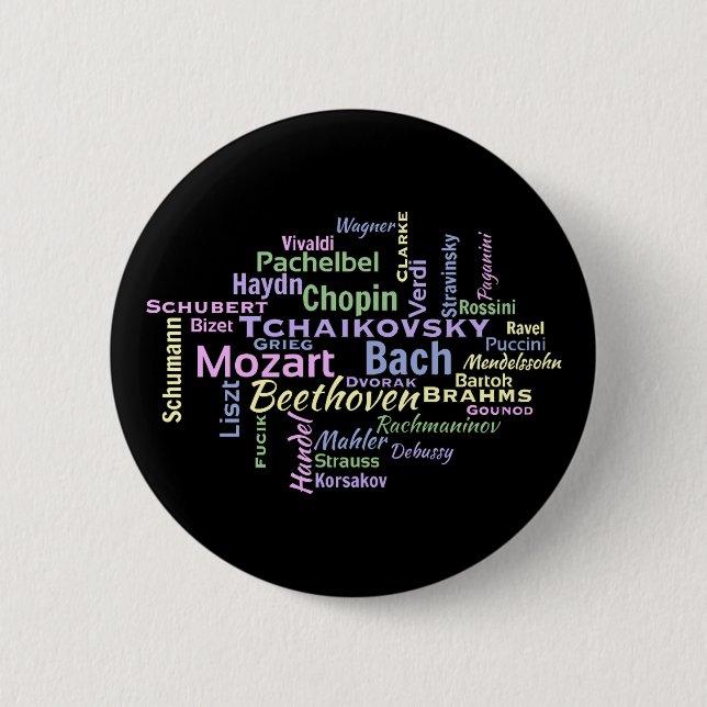 Classical Composers Word Cloud Pinback Button (Front)