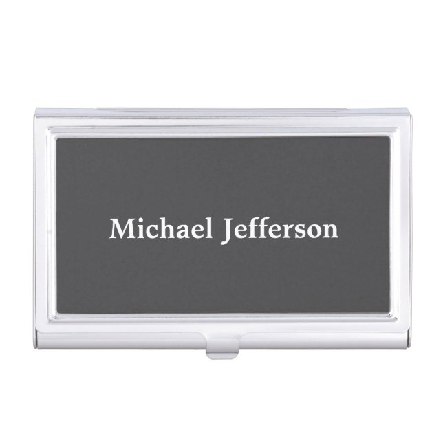 Classical Creative Trendy Dark Grey & White Business Card Case (Front)