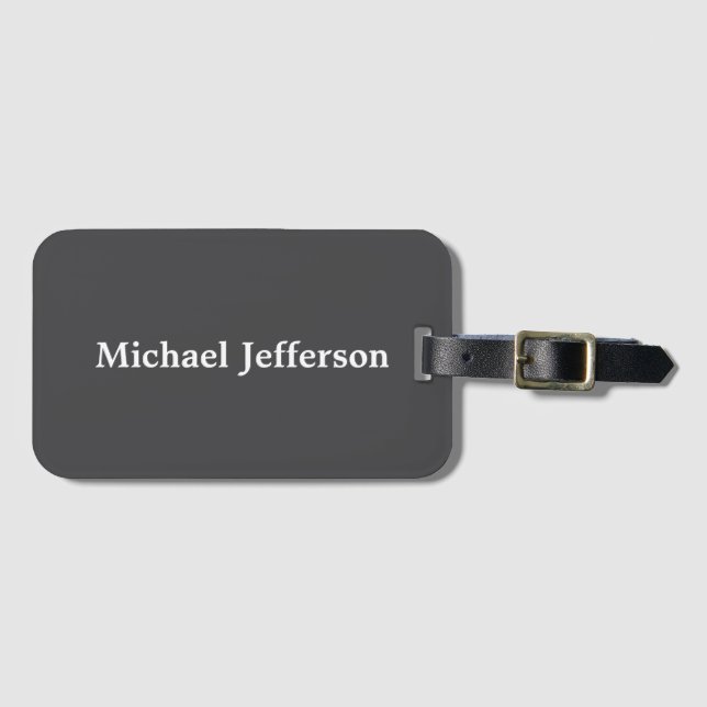 Classical Creative Trendy Dark Grey & White Luggage Tag (Front Horizontal)