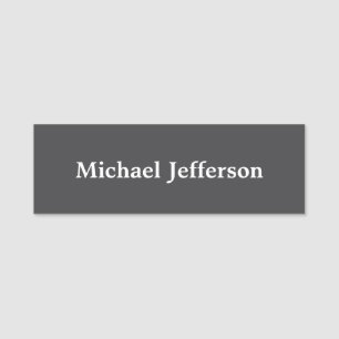 Classical Creative Trendy Dark Grey & White Name Tag