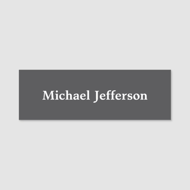 Classical Creative Trendy Dark Grey & White Name Tag (Front)