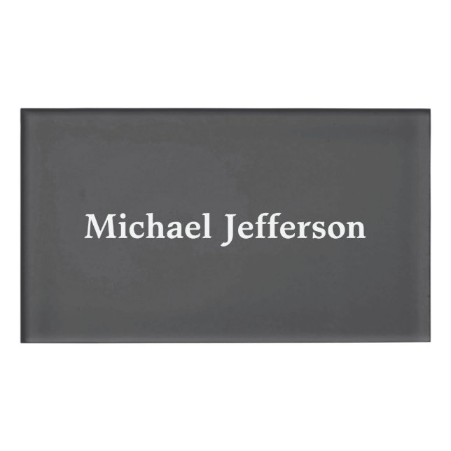 Classical Creative Trendy Dark Grey & White Name Tag (Front)
