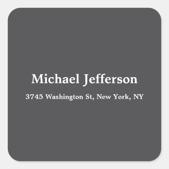 Classical Creative Trendy Dark Grey & White Square Sticker (Front)