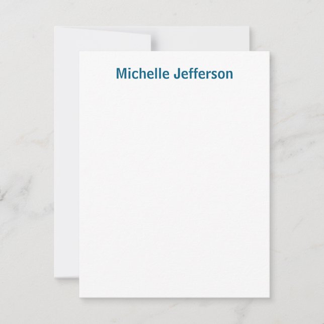 Classical Creative Trendy White Ocean Blue Note Card (Front)
