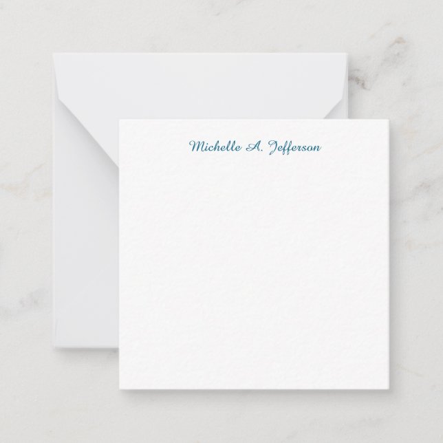 Classical Creative Trendy White Ocean Blue Note Card (Front)