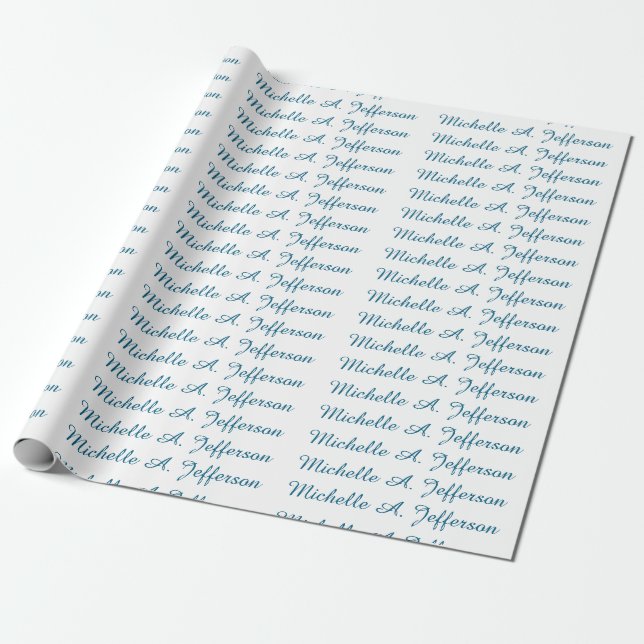 Classical Creative Trendy White Ocean Blue Wrapping Paper (Unrolled)
