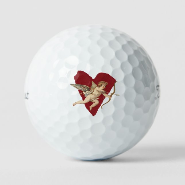 Classical Cupid Romantic Modern Wedding Elegant  Golf Balls (Front)