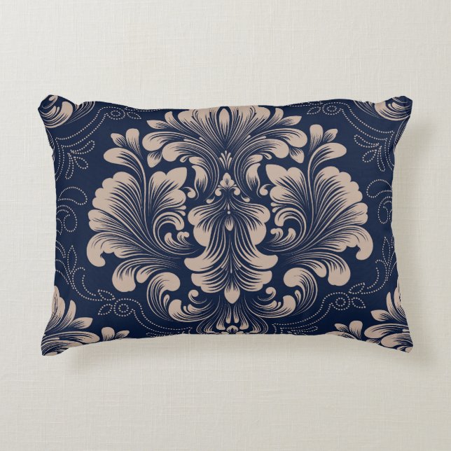 Classical Damask Seamless Victorian Texture Accent Pillow (Front)
