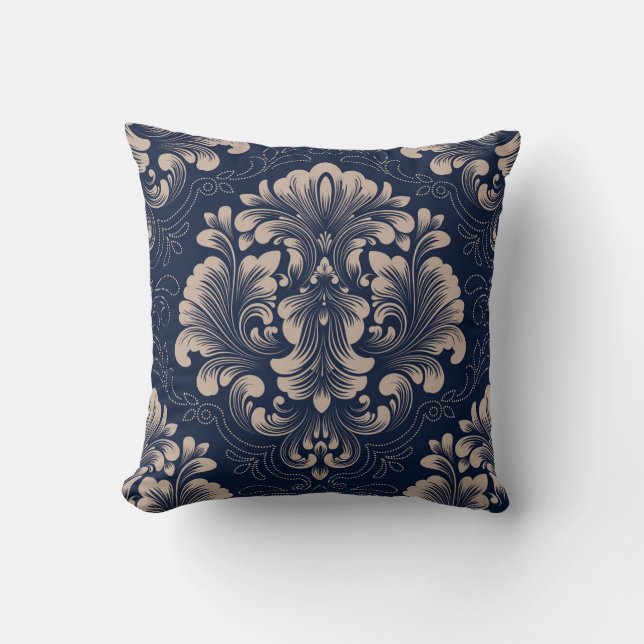Classical Damask Seamless Victorian Texture Throw Pillow (Front)