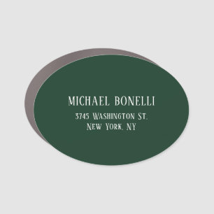 Classical Dark Green Elegant Serif Font Minimalist Car Magnet