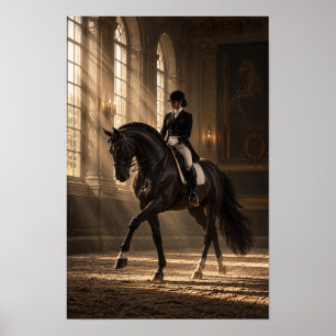 Classical Dressage Horse in Grand Riding Hall Wall Poster