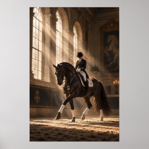 Classical Dressage Horse in Grand Riding Hall Wall Poster