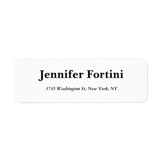 Classical Elegant Black & White Plain Simple Label (Front)