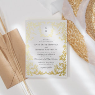 Classical Elegant Crest Monogram Wedding Foil Invitation