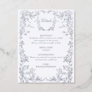 Classical Elegant Crest Monogram Wedding Letterpress Enclosure Card