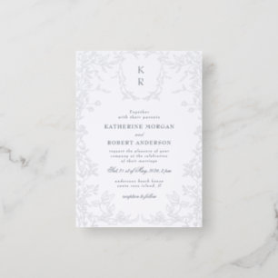 Classical Elegant Crest Monogram Wedding Letterpress Invitation