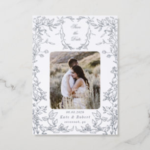 Classical Elegant Crest Monogram Wedding Letterpress Photo Cards