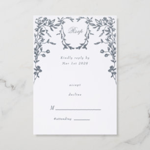 Classical Elegant Crest Monogram Wedding Letterpress RSVP Cards