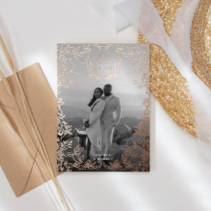 Classical Elegant Crest Save the Date Rose Gold Foil Invitation