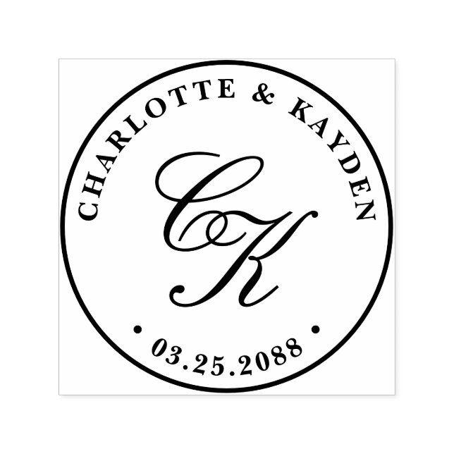 Classical Elegant Entwine Script Wedding Monogram Self-inking Stamp (Design)