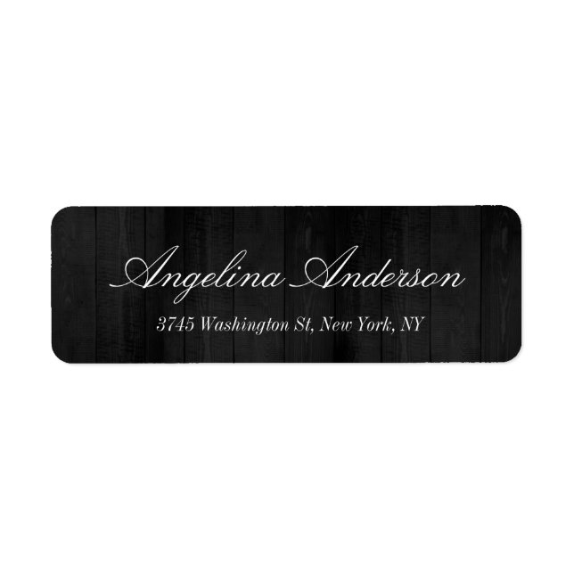 Classical Elegant Handwriting Gray Wood Design Label (Front)