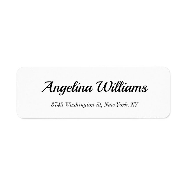 Classical Elegant Handwriting White Modern Plain Label (Front)