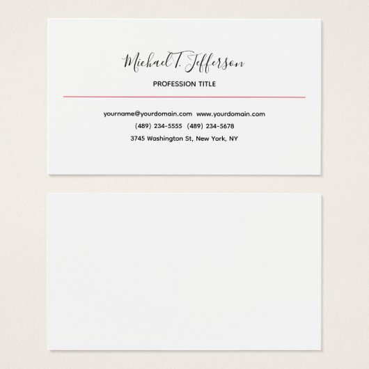 Classical Elegant Plain Calligraphy Profile Card (Front & Back)