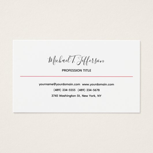 Classical Elegant Plain Calligraphy Profile Card (Front)