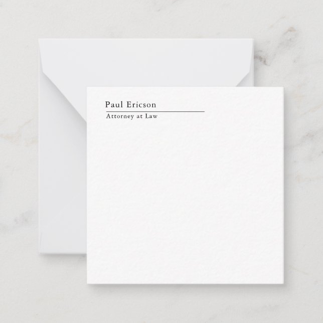 Classical Elegant Plain Professional Note Card (Front)