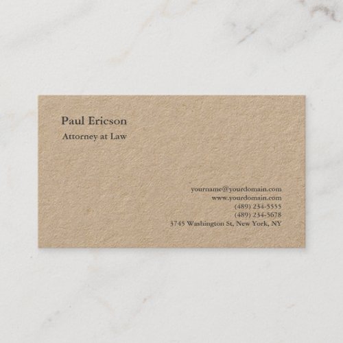 Classical Elegant Plain Professional Premium Kraft Business Card
