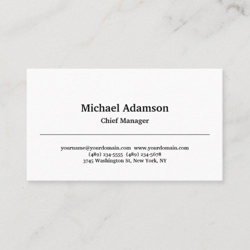 Classical Elegant Plain Simple Minimalist Business Card