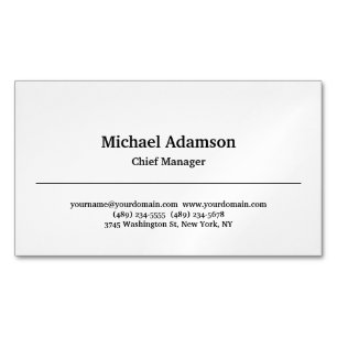Classical Elegant Plain Simple Minimalist Business Card Magnet