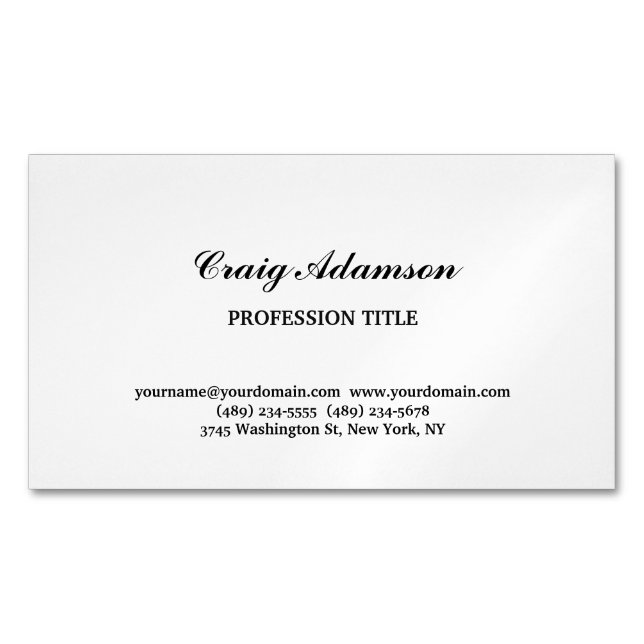Classical Elegant Plain Simple Minimalist Business Card Magnet (Front)