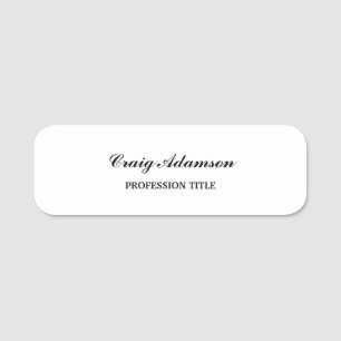 Classical Elegant Plain Simple Minimalist Name Tag