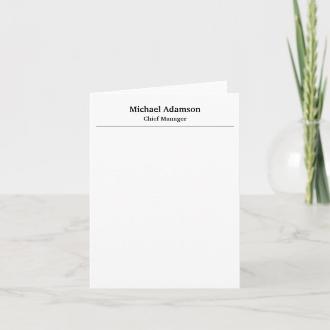 Classical Elegant Plain Simple Minimalist Note Card (Front)