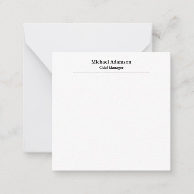 Classical Elegant Plain Simple Minimalist Note Card (Front)