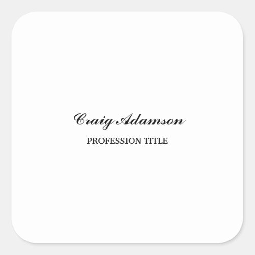 Classical Elegant Plain Simple Minimalist Square Sticker