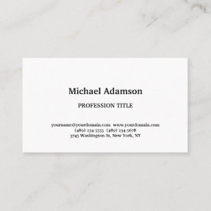 Classical Elegant Plain Simple White Business Card