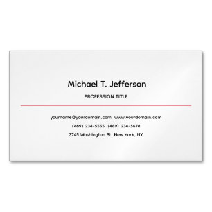 Classical Elegant Plain Simple White Business Card Magnet