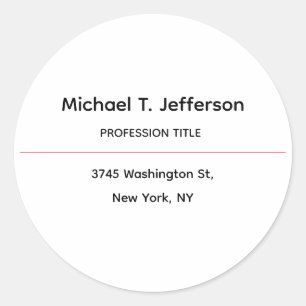 Classical Elegant Plain Simple White Classic Round Sticker