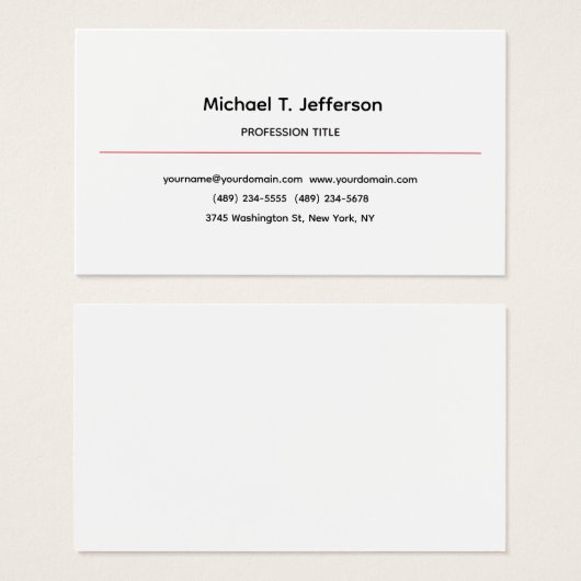 Classical Elegant Plain Simple White Profile Card (Front & Back)