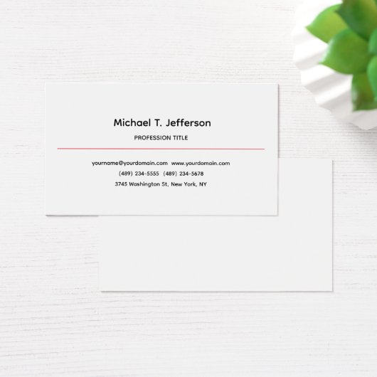 Classical Elegant Plain Simple White Profile Card (Desk)