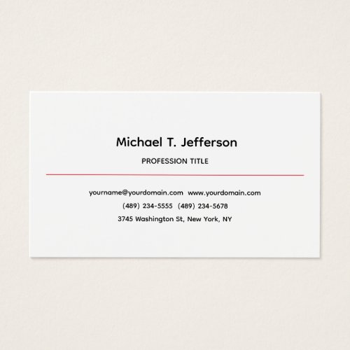 Classical Elegant Plain Simple White Profile Card