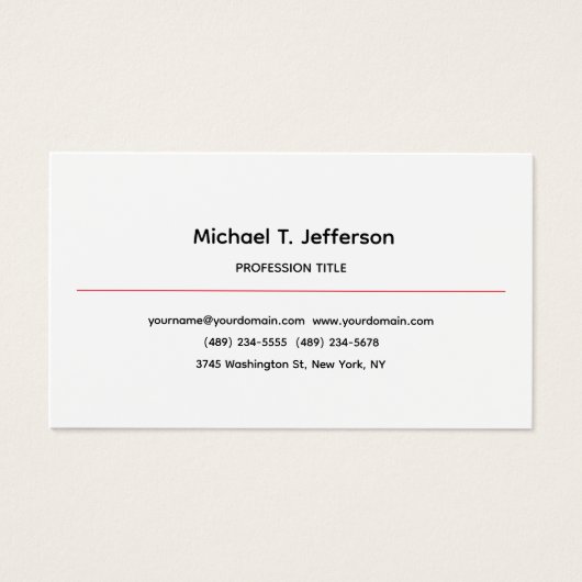 Classical Elegant Plain Simple White Profile Card (Front)