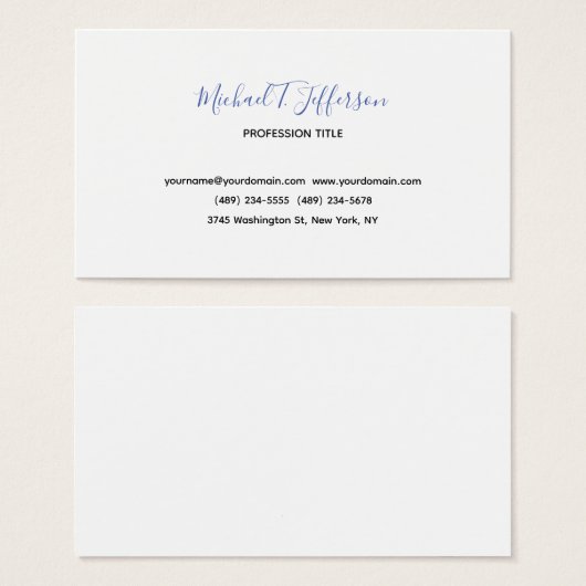 Classical Elegant Simple Calligraphy Profile Card (Front & Back)