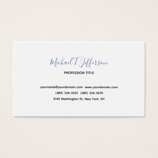 Classical Elegant Simple Calligraphy Profile Card (Front)