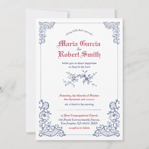 Classical Embroidery Royal Wedding Invitation Card