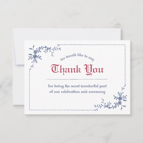 Classical Embroidery Royal Wedding Thank You Card